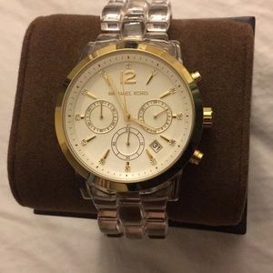 Mk gold and clear watch